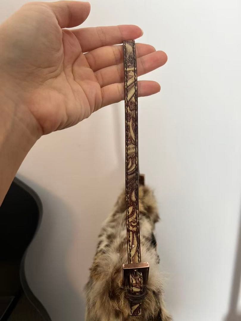 Fendi Baguette Mini Bobcat Fur Ultra Shoulder Bag — view 4