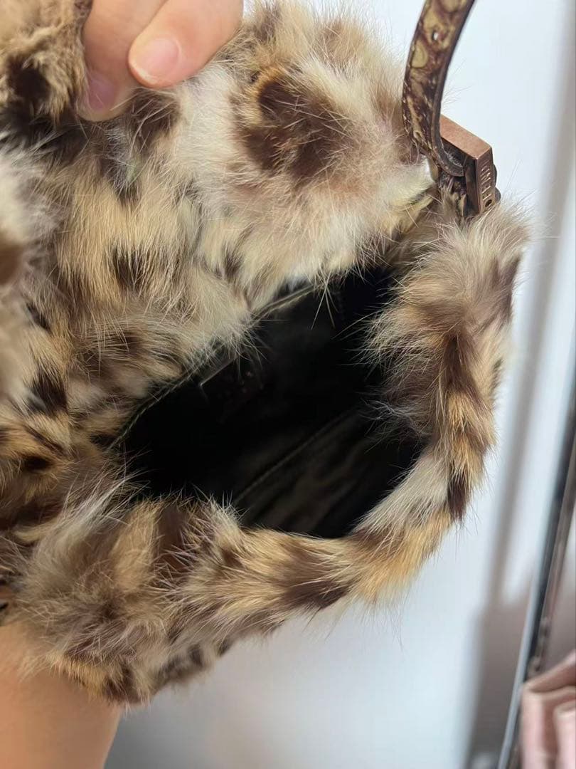Fendi Baguette Mini Bobcat Fur Ultra Shoulder Bag — view 7