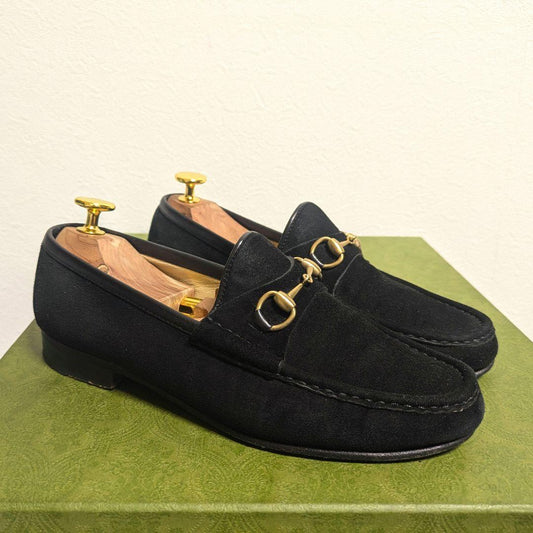 Gucci Horsebit Loafers Suede Black 36c