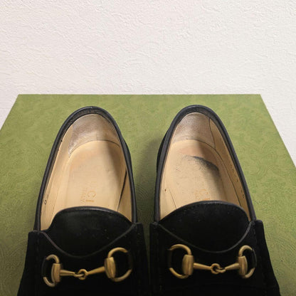 Gucci Horsebit Loafers Suede Black 36c