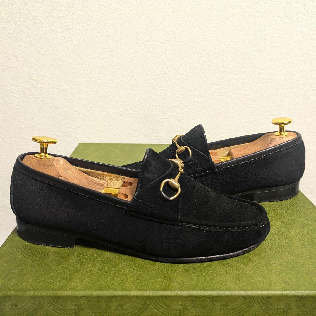 Gucci Horsebit Loafers Suede Black 36c