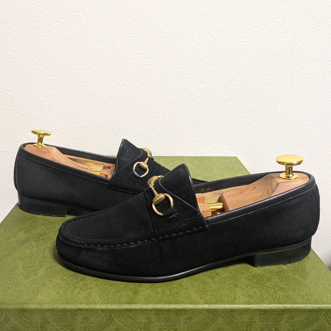 Gucci Horsebit Loafers Suede Black 36c