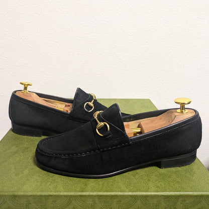 Gucci Horsebit Loafers Suede Black 36c