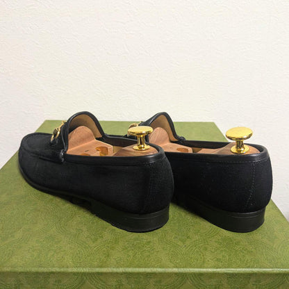 Gucci Horsebit Loafers Suede Black 36c