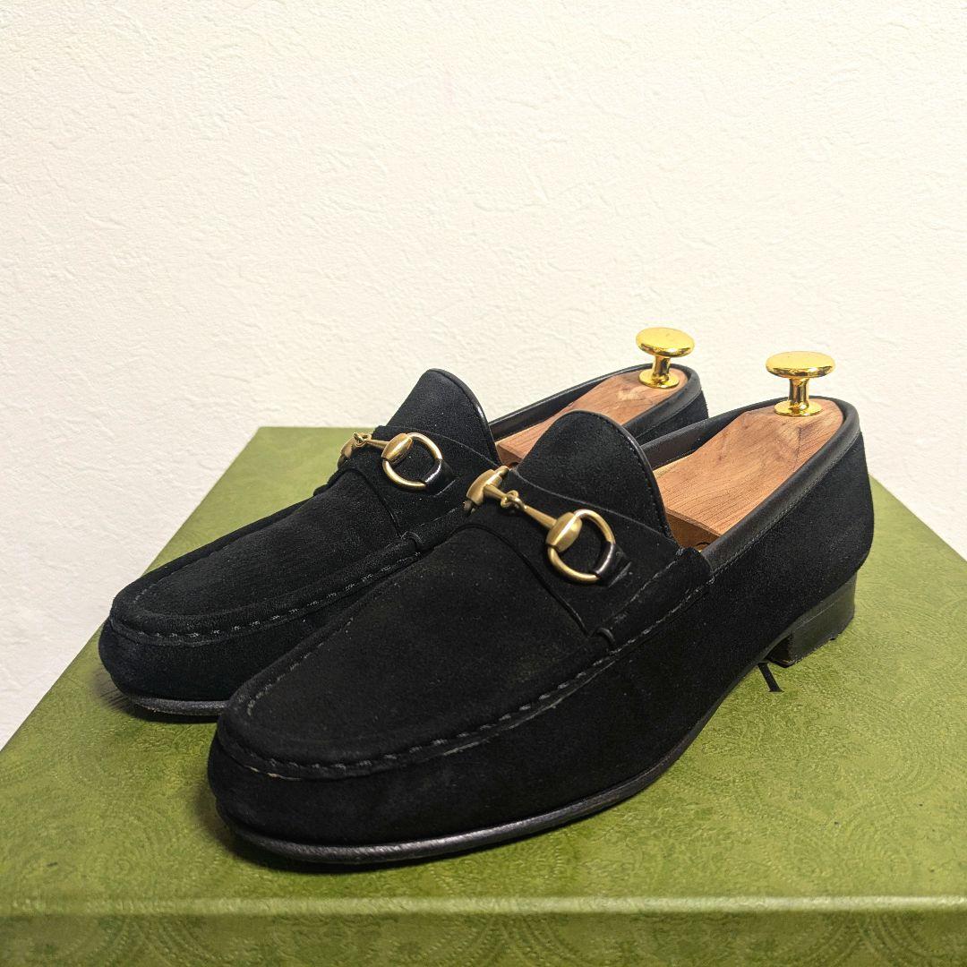Gucci Horsebit Loafers Suede Black 36c