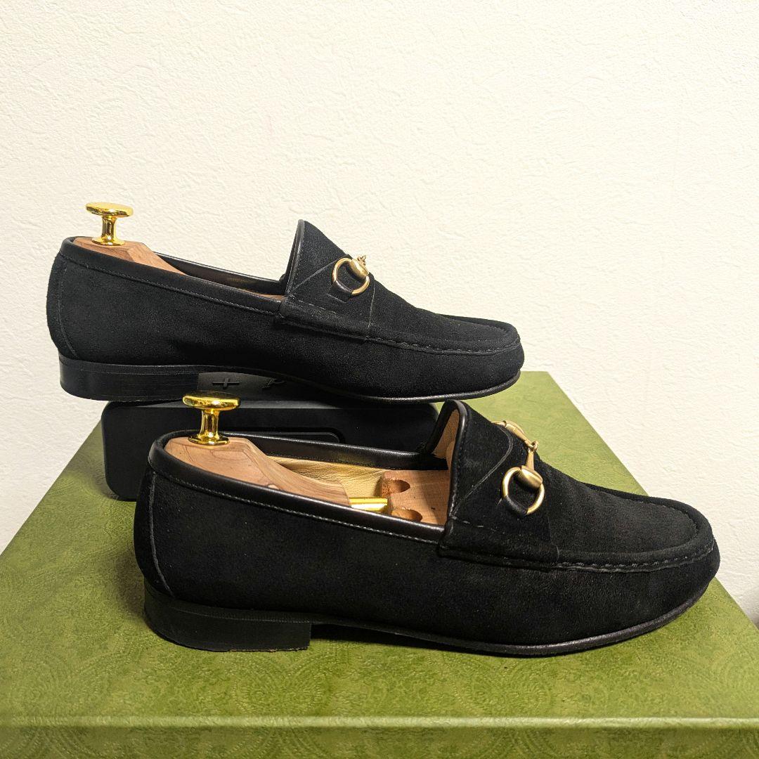 Gucci Horsebit Loafers Suede Black 36c