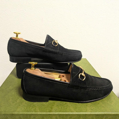 Gucci Horsebit Loafers Suede Black 36c
