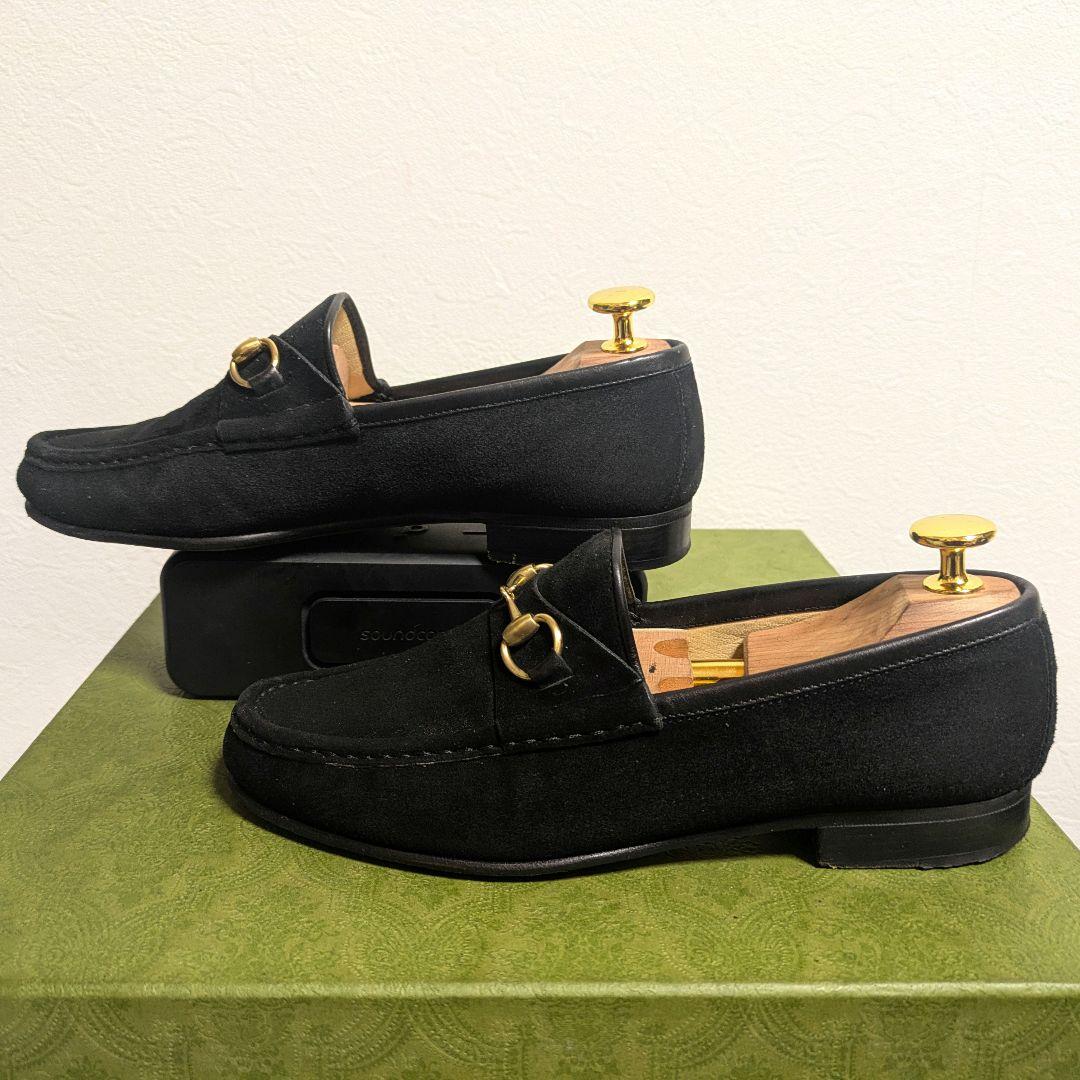 Gucci Horsebit Loafers Suede Black 36c