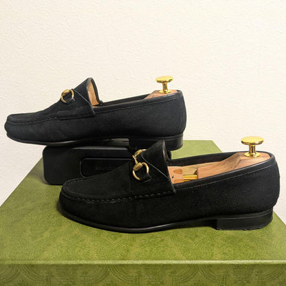 Gucci Horsebit Loafers Suede Black 36c