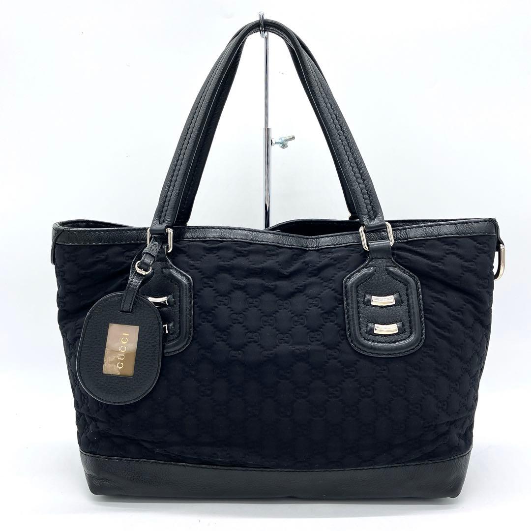 Gucci Tote Bag GG Neoprene Silver Hardware Black A4