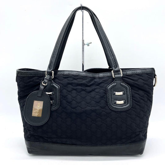 Gucci Tote Bag GG Neoprene Silver Hardware Black A4