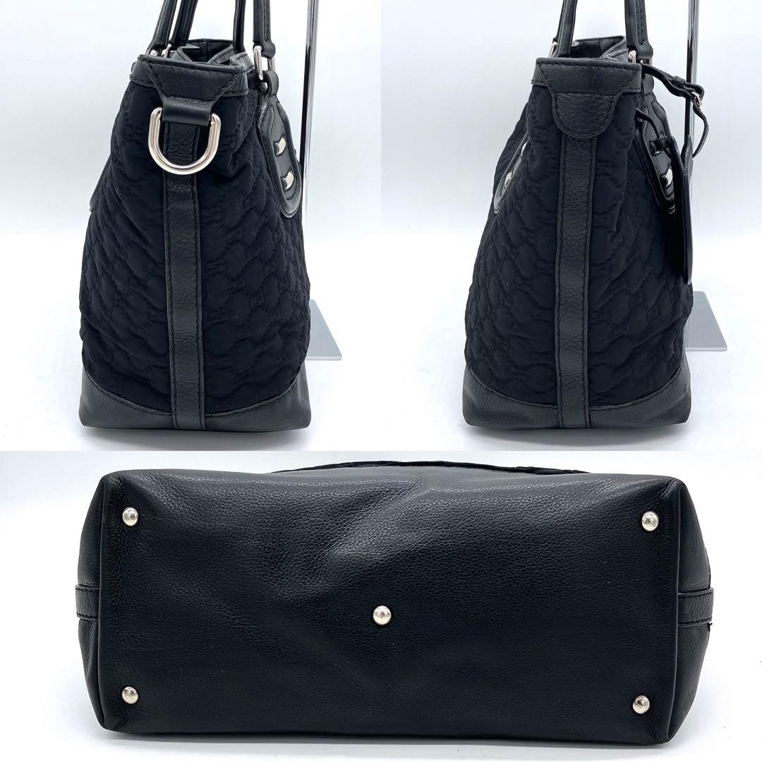 Gucci Tote Bag GG Neoprene Silver Hardware Black A4