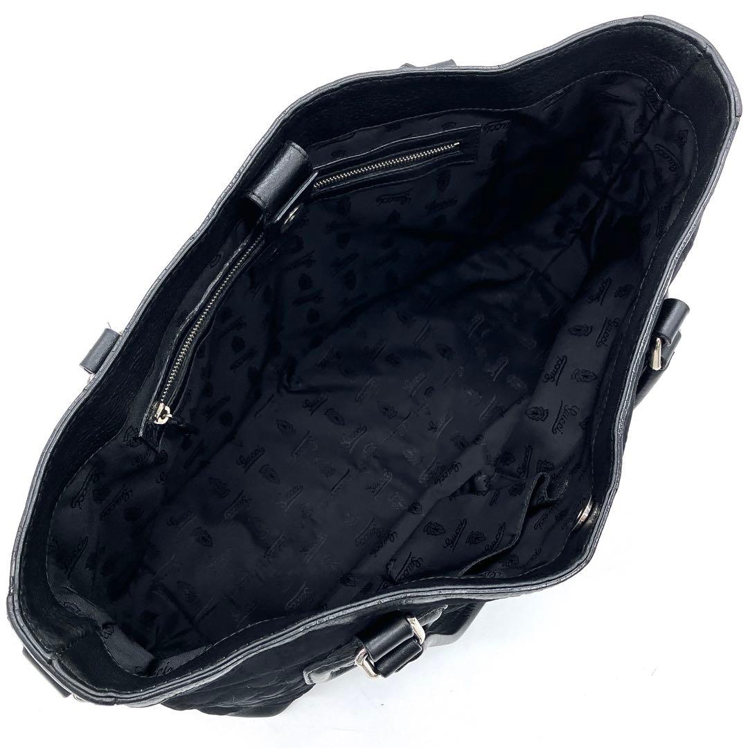 Gucci Tote Bag GG Neoprene Silver Hardware Black A4