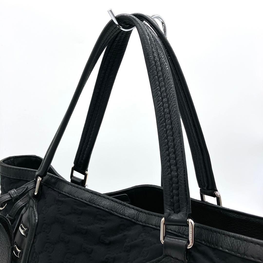 Gucci Tote Bag GG Neoprene Silver Hardware Black A4