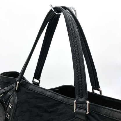 Gucci Tote Bag GG Neoprene Silver Hardware Black A4