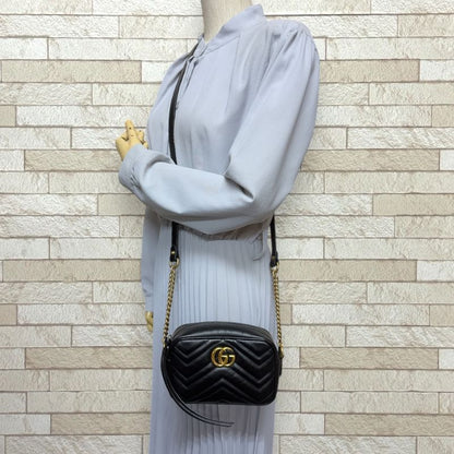 Gucci GG Marmont Shoulder Bag Leather 448065 Black Ladies Gucci  Gucci