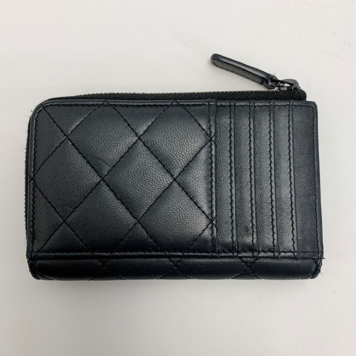 Chanel Matelasse Classic Zip Card Ap3179 Black Case Card Case