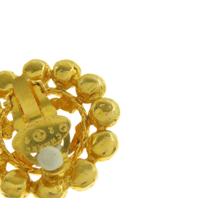 Chanel Coco Rhinestone Earrings Metal Ladies