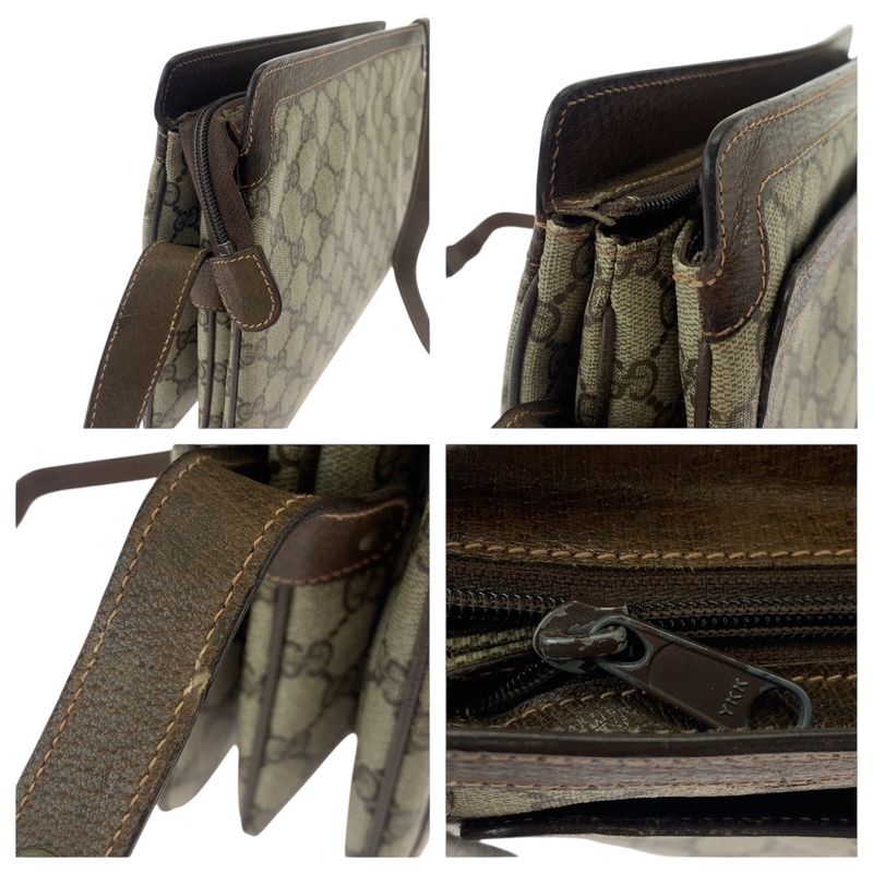 Gucci Vintage Old Gucci Sherry Line Beige Brown GG Supreme Canvas 001 16 4085