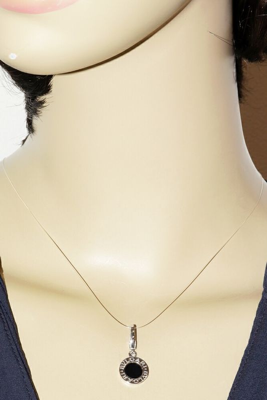 Bulgari Charm Pendant Top 18K White Gold Onyx 1P Bulgari Charm