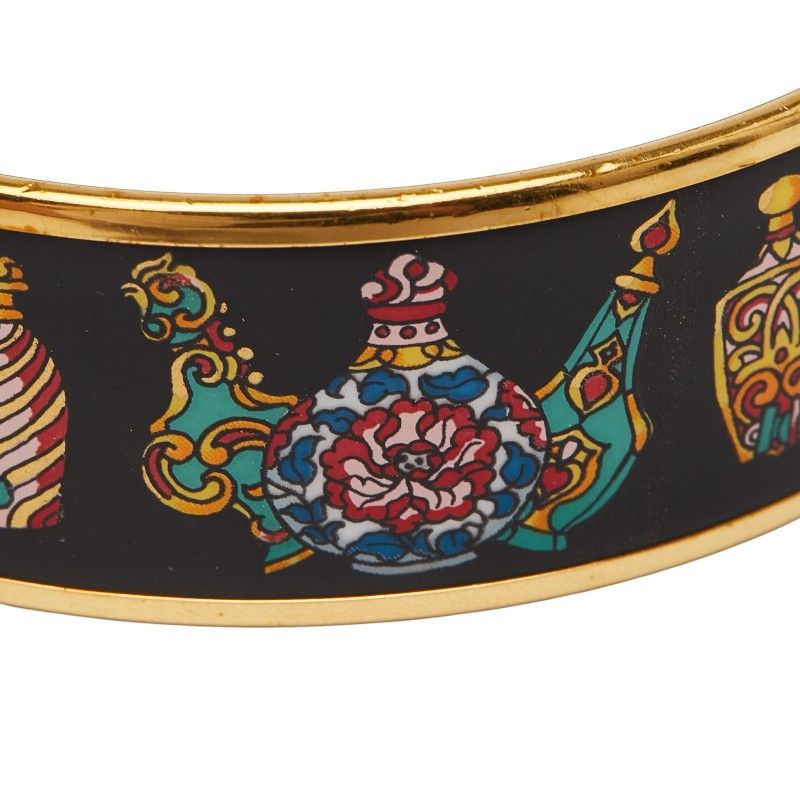 Hermes Emile GM Cloisonne Black Gold Plated Ladies Hermes