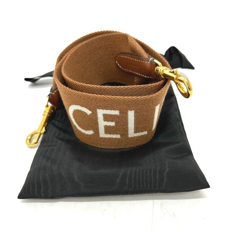 Celine Shoulder Strap Logo Canvas/leather Brown