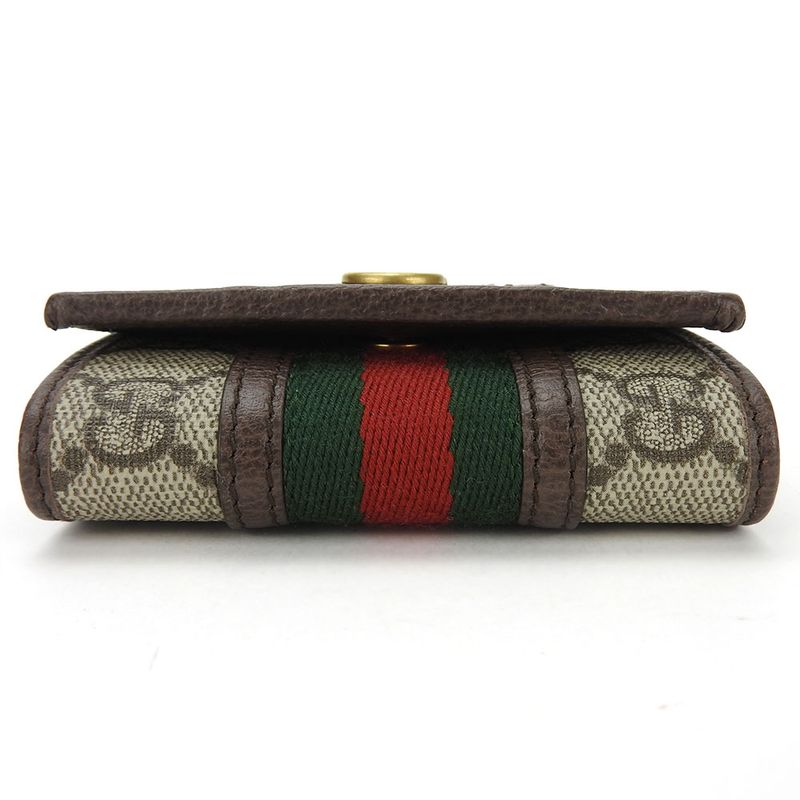 Gucci Key Case Off Deer 603732 Sherry GG Supreme Canvas Leather Beige Green Red
