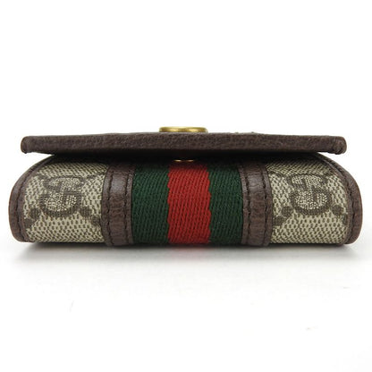 Gucci Key Case Off Deer 603732 Sherry GG Supreme Canvas Leather Beige Green Red