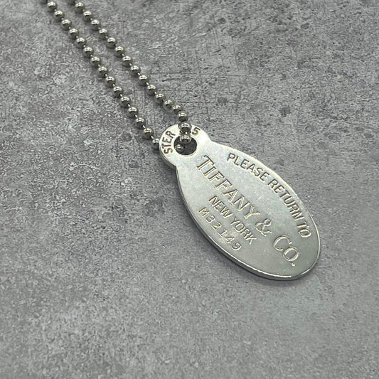 Tiffany & Co Return to Oval Tag Long Ball Chain Necklace