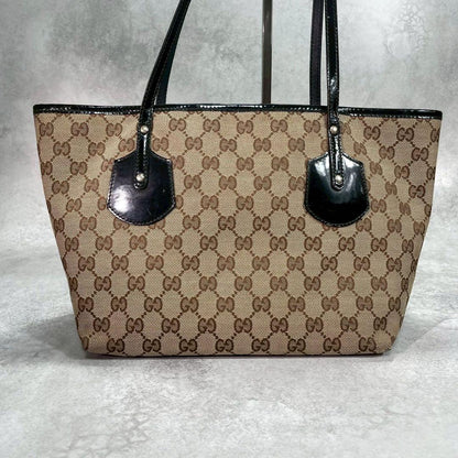 Gucci GG Tote Canvas Brown Charm Leather — view 3