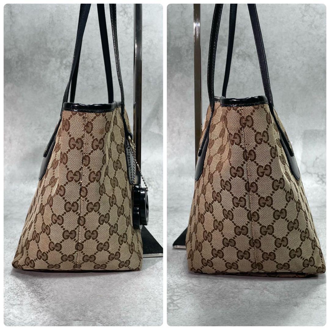 Gucci GG Tote Canvas Brown Charm Leather — view 7