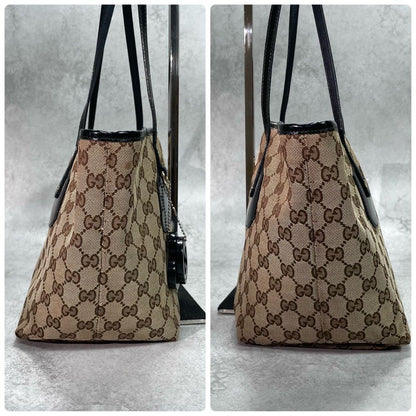 Gucci GG Tote Canvas Brown Charm Leather — view 7