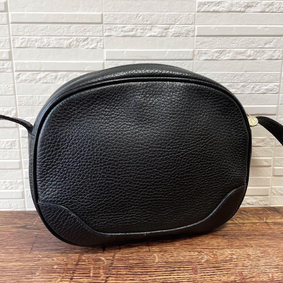 Fendi Leather FF Logo Shoulder Bag Black — view 2