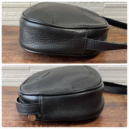 Fendi Leather FF Logo Shoulder Bag Black — view 4