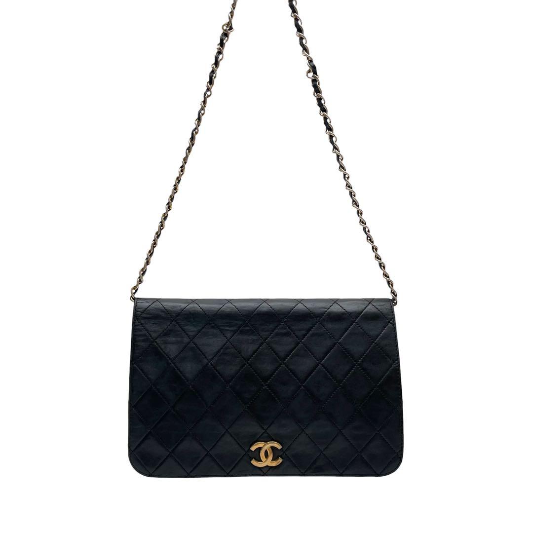 Chanel Quilted Lambskin Chain Shoulder Bag CC Logo Black — view 3