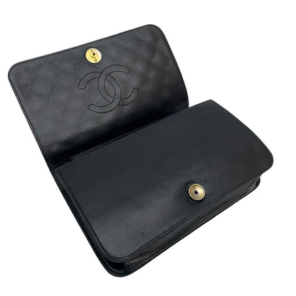 Chanel Quilted Lambskin Chain Shoulder Bag CC Logo Black — view 7