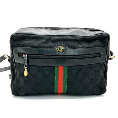 Gucci Shoulder Bag GG Canvas Sherry Line Black
