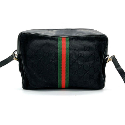 Gucci Shoulder Bag GG Canvas Sherry Line Black