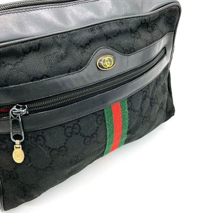 Gucci Shoulder Bag GG Canvas Sherry Line Black