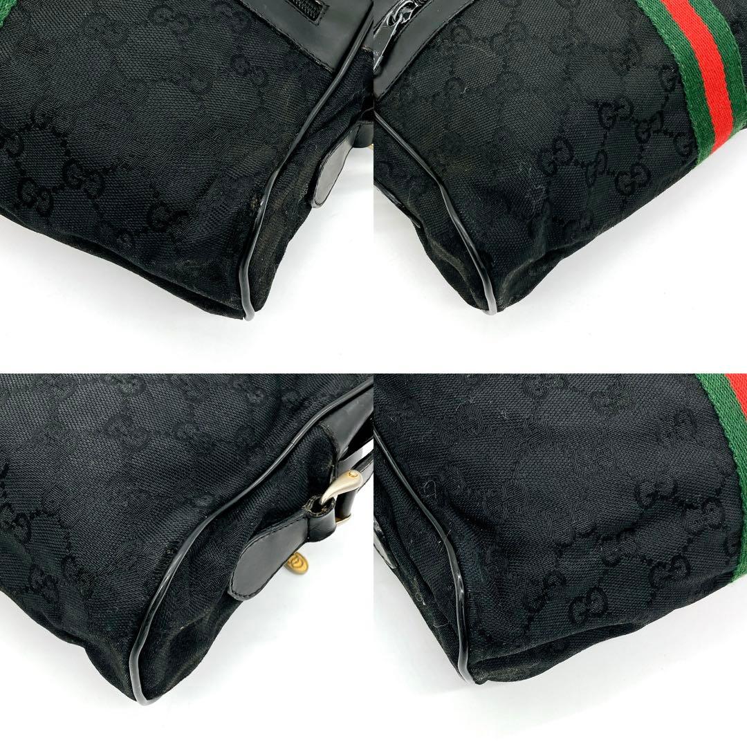 Gucci Shoulder Bag GG Canvas Sherry Line Black