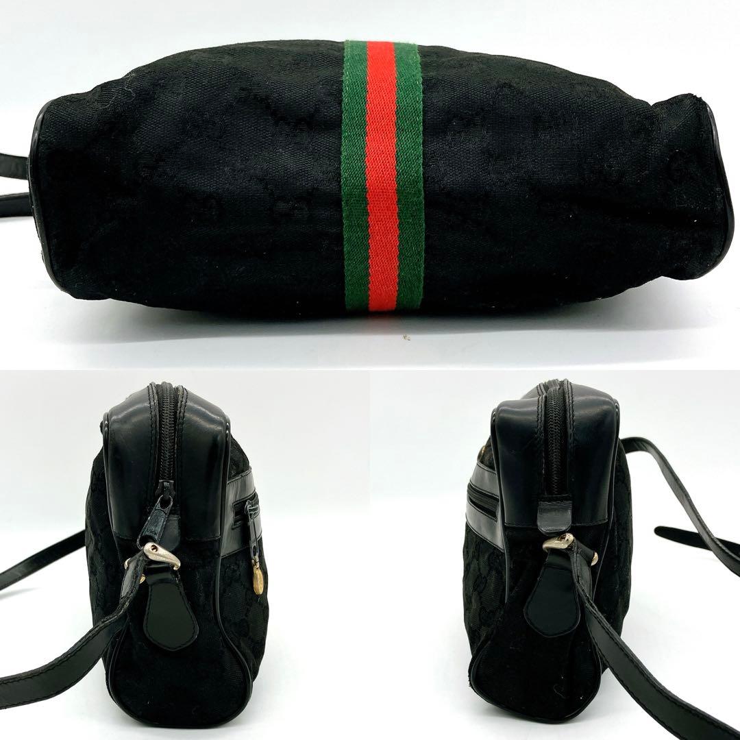 Gucci Shoulder Bag GG Canvas Sherry Line Black