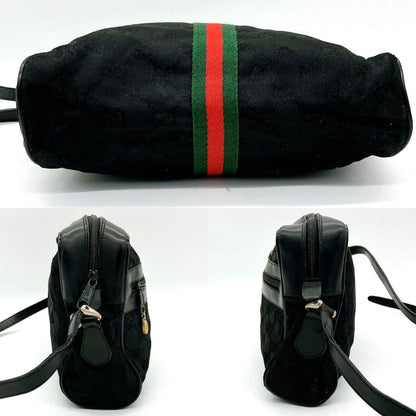 Gucci Shoulder Bag GG Canvas Sherry Line Black