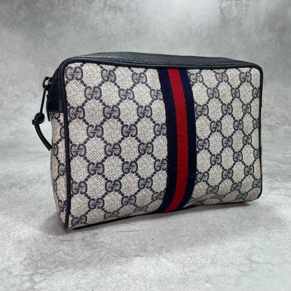 Gucci GG Sherry Line Clutch Navy Leather
