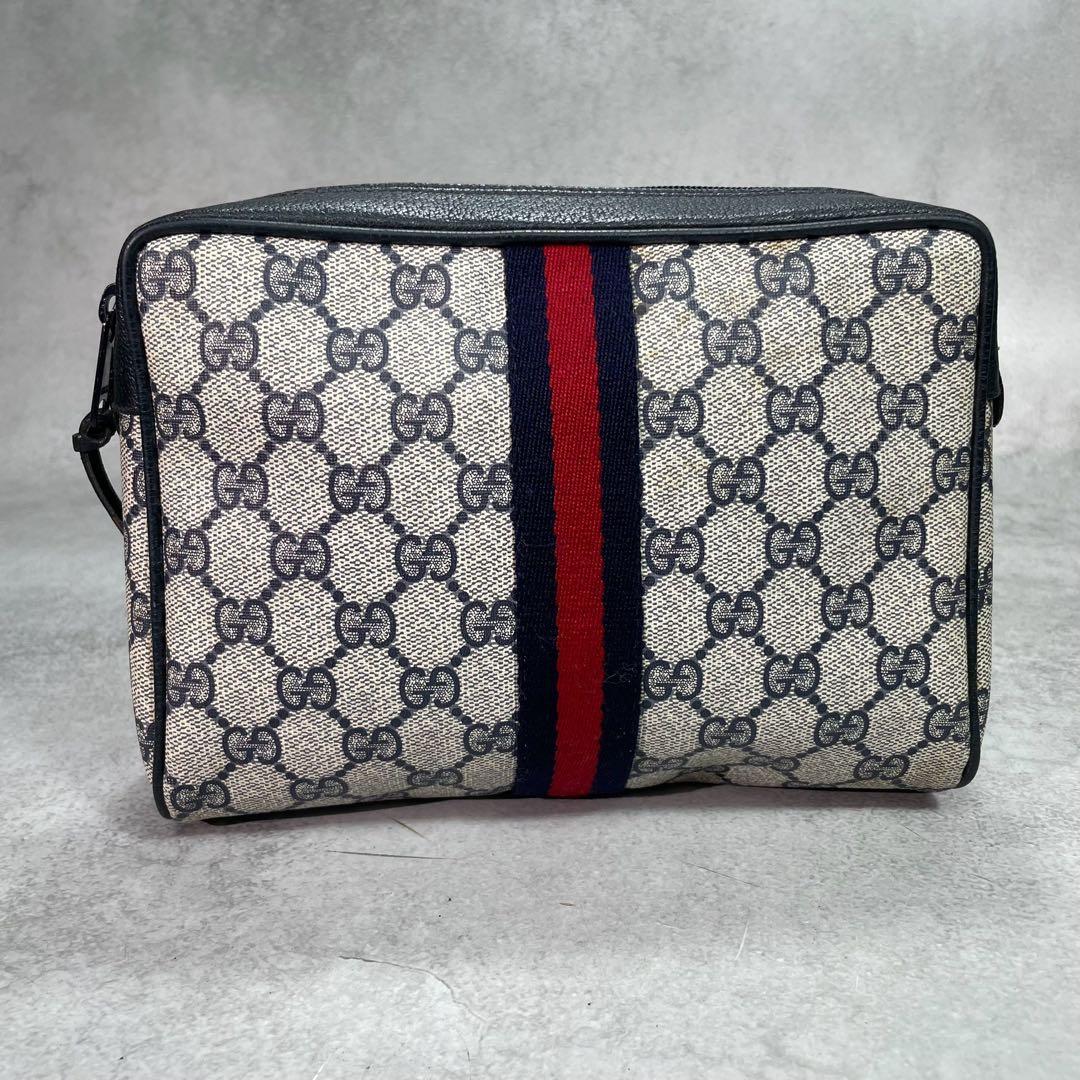 Gucci GG Sherry Line Clutch Navy Leather — view 2