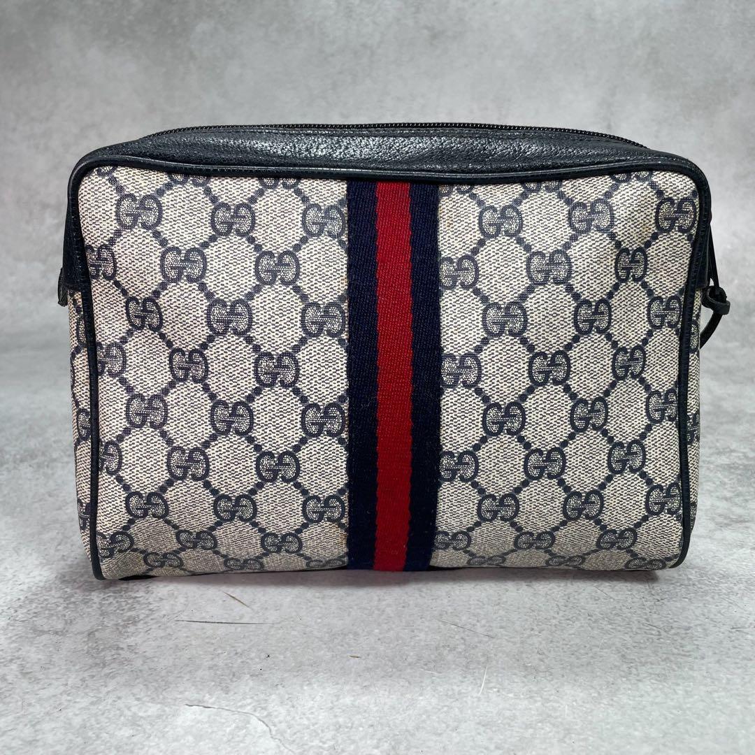 Gucci GG Sherry Line Clutch Navy Leather — view 3