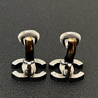 Chanel 06P CC Logo Earrings Rhinestone Silver Icon — view 5