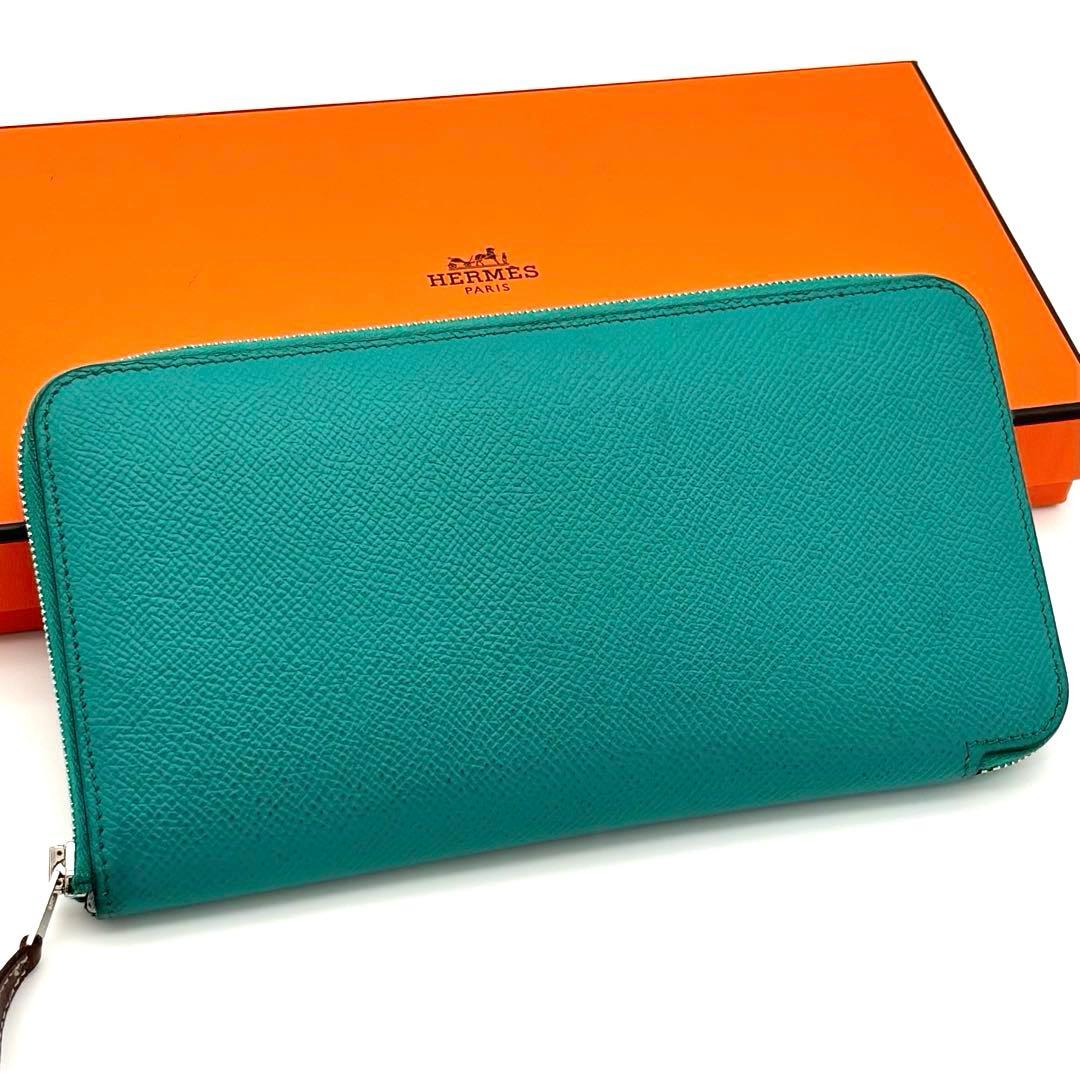 Hermes Wallet Azap Long Silk in Emerald Green Blue — view 2
