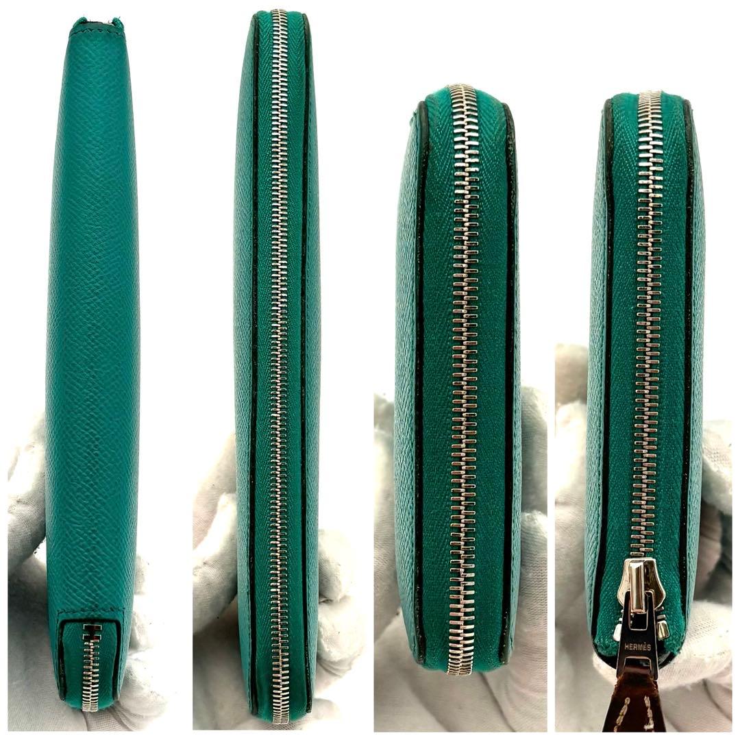 Hermes Wallet Azap Long Silk in Emerald Green Blue — view 4