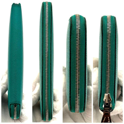 Hermes Wallet Azap Long Silk in Emerald Green Blue — view 4