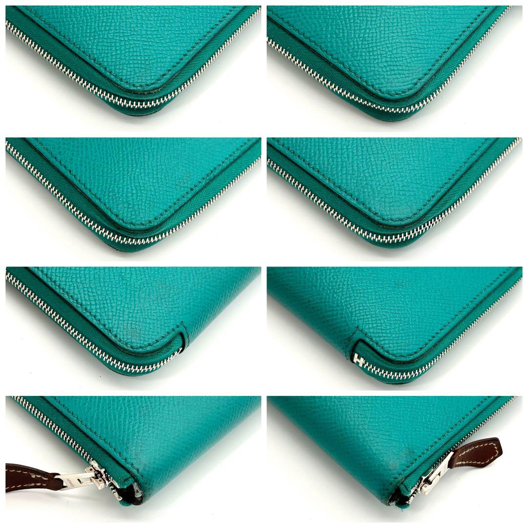 Hermes Wallet Azap Long Silk in Emerald Green Blue — view 6